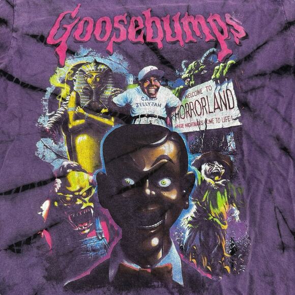 Goosebumps R.L. Stine Welcome to HorrorLand Purple Tie Dye T-shirt Men's S - Picture 2 of 5